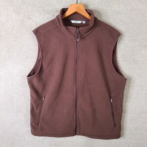33000 Ft Vest Mens XL Brown Fleece Full Zip Polyester‎ Outdoor Golf Pockets